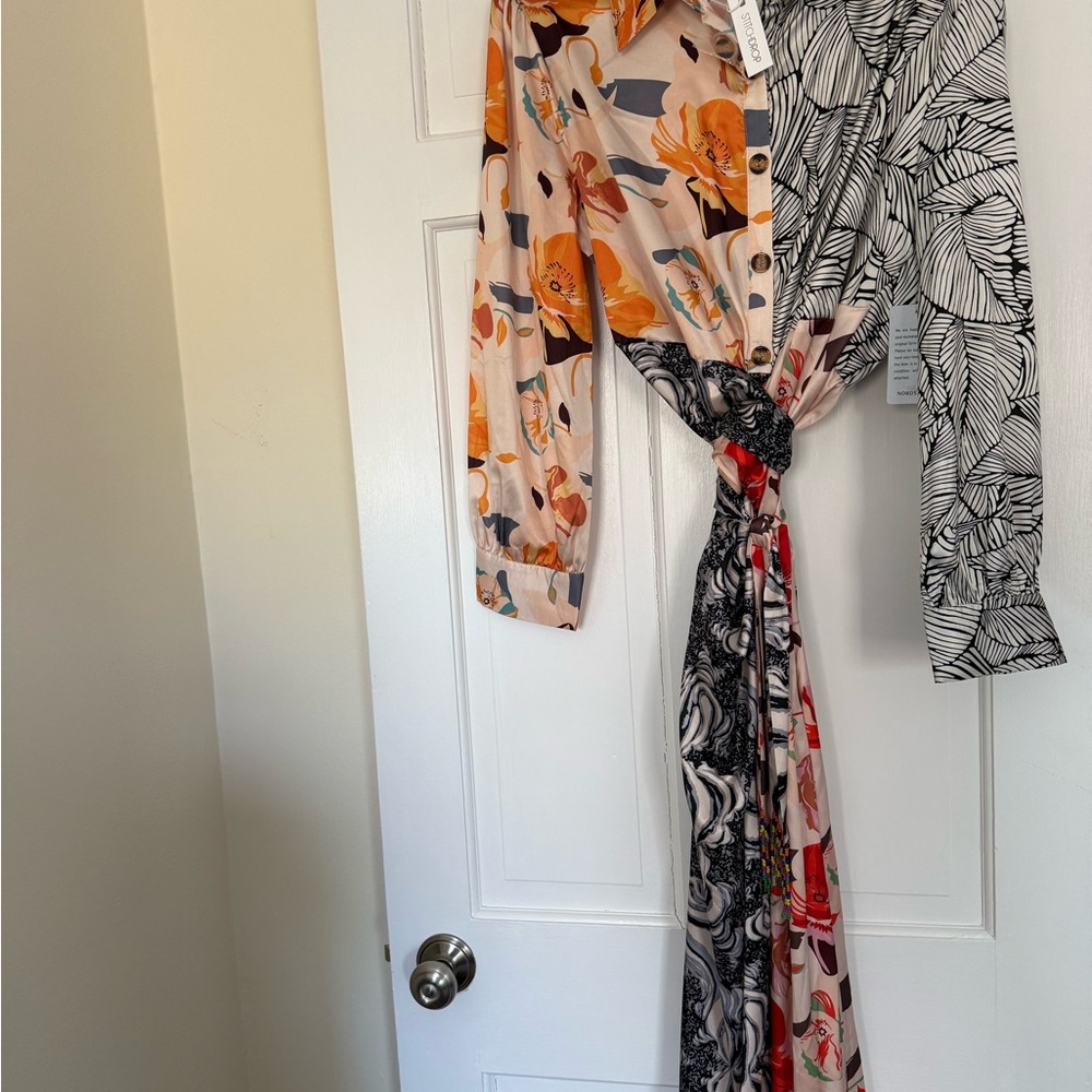 Stitch drop Floral Tie-Front Maxi Dress - Peach Floral